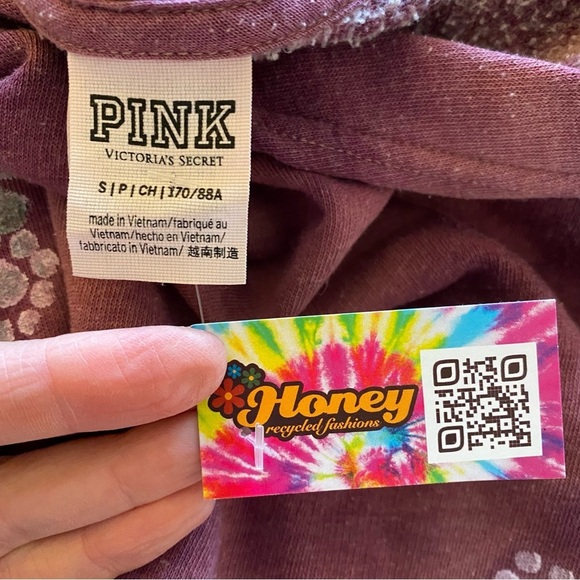 Hand Painted Floral Mandala Hoodie Womens Small Sweatshirt Pullover Pink Pocket - Picture 9 of 14